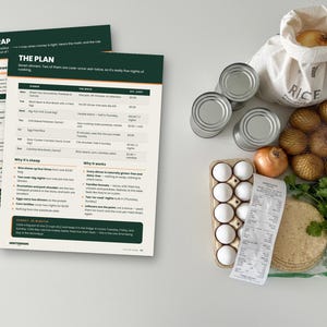 Glutenfri måltidsplan på budget | 7 mjölkfria middagar, prissatt matlista, inga ersättningar PDF