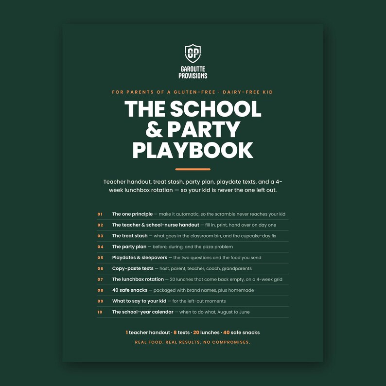 The School & Party Playbook: gluten free kids lunch and school kit printable PDF, celiac teacher handout and birthday party plan (image 6)