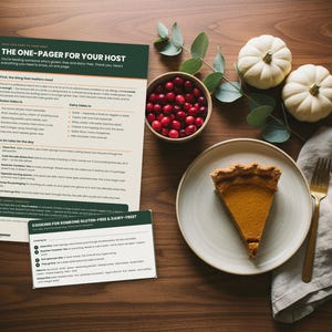 The Host Kit: gluten free Thanksgiving host guide printable PDF, celiac and dairy free holiday checklist (image 1)