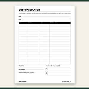 Preview of page 19 from The Cheap Week: 21 dairy free meals on a costed list, part of this gluten free grocery list and budget meal plan printable