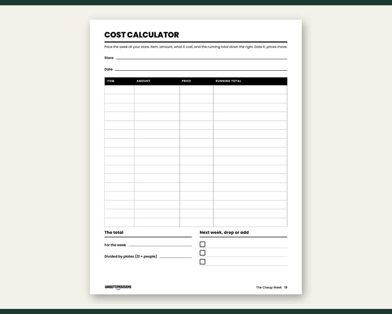 Preview of page 19 from The Cheap Week: 21 dairy free meals on a costed list, part of this gluten free grocery list and budget meal plan printable