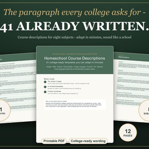 Homeschool Course Description Template | 41 Editable Examples High School Transcript | College Application Homeschool Records PDF