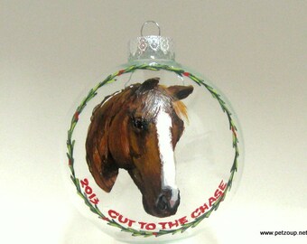 Pferd Ornament, Benutzerdefiniertes Haustierportrait, Weihnachtsdekor, handbemaltes Haustier, Original Kunst, Erinnerungstier Verlust, Reiterkunst, Andenken