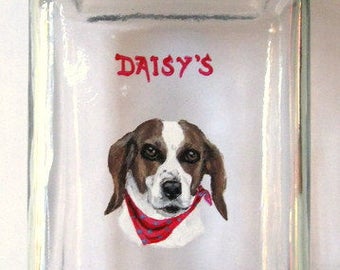 Beagle Treat Jar, Dog Snack Holder, Personalized Pet Decor, Custom Canister, Pet Portrait Painting, Dog Biscuit Container, Dog Storage Jar