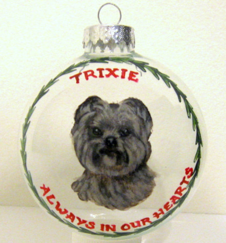Shihtzu Dog Ornament, Pet Loss Memorial, Christmas Ball, Custom Pet Portrait, Loss of Dog, Pet Painting, Animal Art, Personalized Pet image 1