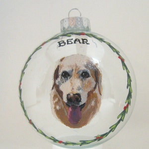 Golden Retriever, Pet Loss Memorial, Dog Ornament, Custom Portrait, Dog Painting, Christmas Decoration, Holiday Decor, Painted Pet, Animal