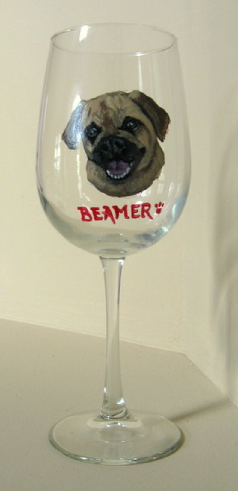 Pug Wine Glass Personalized Pet Painted Dog Custom - Etsy