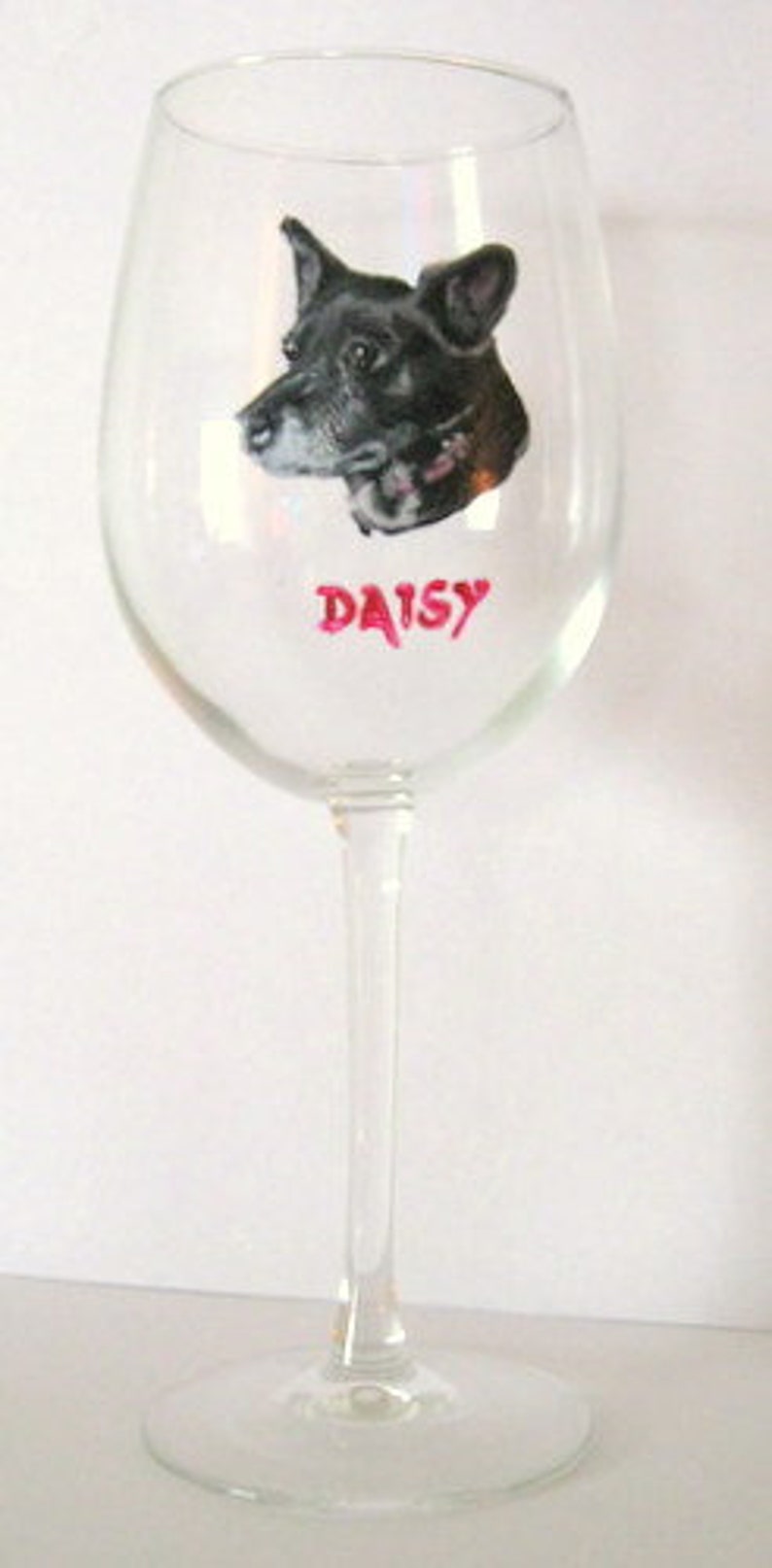 Personalized Pet Portrait on a Wine Glass, Handpainted Dog From a Pet Photo, Custom Bar Decor, Rememberance Gift for Him or Her image 2
