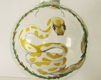Python, Snake Painting, Custom Pet Portrait, Christmas Ornament, Reptile Art