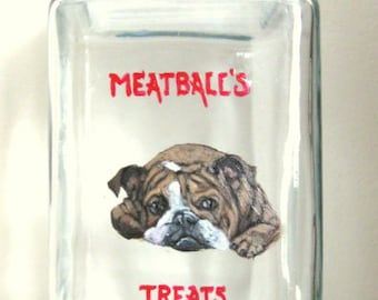 Boxer Puppy, Dog Treat Jar, Custom Canister, Pet Storage, Dog Biscuit Holder, Glass Painting, Dog Food Container, Custom Pet Portrait