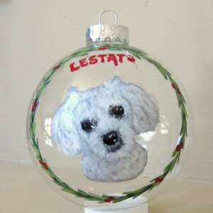 Personalized Pet, Poodle, Pet Memorial, Dog Portrait, Custom Ornament, Dog Loss, Christmas Ball, Painted Glass Ball, Pet Lover, Animal Art