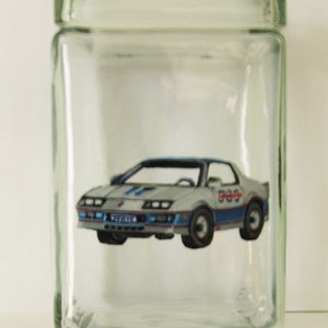 Car Bank, Saving for a New Car, Savings Bank, Custom Canister, Painted Glass Jar, Personalized Auto, Teenagers Gift