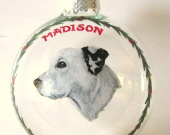 White Dog, Custom Pet Portrait, Loss of Dog, Pet Memorial, Painted Glass Art, Christmas Ball, Pet Rememberance, Gift for Him, Her, Dog Art