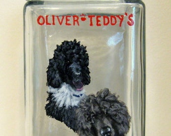 Standard Poodle, Pet Treat Jar, Custom Dog Canister, Pet Portrait, Painted Dog, Glass Art, Dog Biscuit Holder, Kitchen Storage, Animal Art
