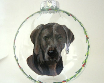 Pet Portrait, Custom Weimaraner, Christmas Ornament, Holiday Decoration, Hand Painted Dog, Dog Art, Pet Memorial, Dog Loss, Memento