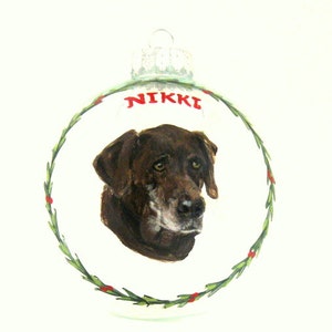 Chocolate Labrador Retriever, Custom Pet Portrait, Original Art, Pet Loss Memorial, Lab Painting, Christmas Decoration