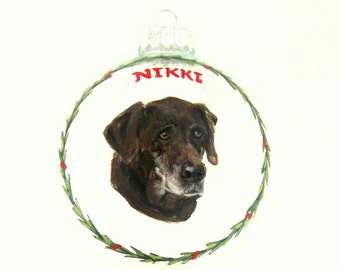 Chocolate Labrador Retriever, Custom Pet Portrait, Original Art, Pet Loss Memorial, Lab Painting, Christmas Decoration