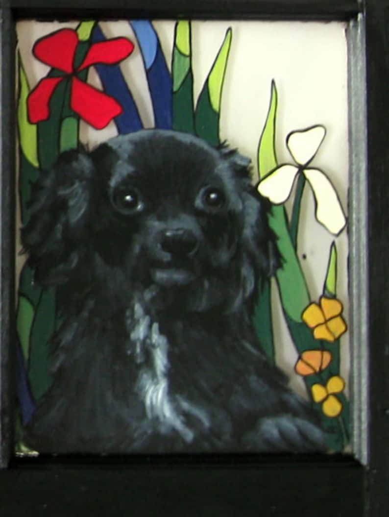 Dog Painting Custom Pet Portraits Pet Memorial Glass Art Etsy