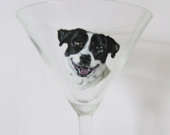 Custom Martini Glass with Dog Portrait, Barware, Painted Pet Portrait, Handpainted Cocktail Glass, Dog Lover Gift, Pet Loss Memorial