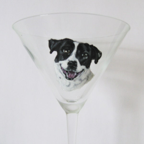 Custom Martini Glass with Dog Portrait, Barware, Painted Pet Portrait, Handpainted Cocktail Glass, Dog Lover Gift, Pet Loss Memorial