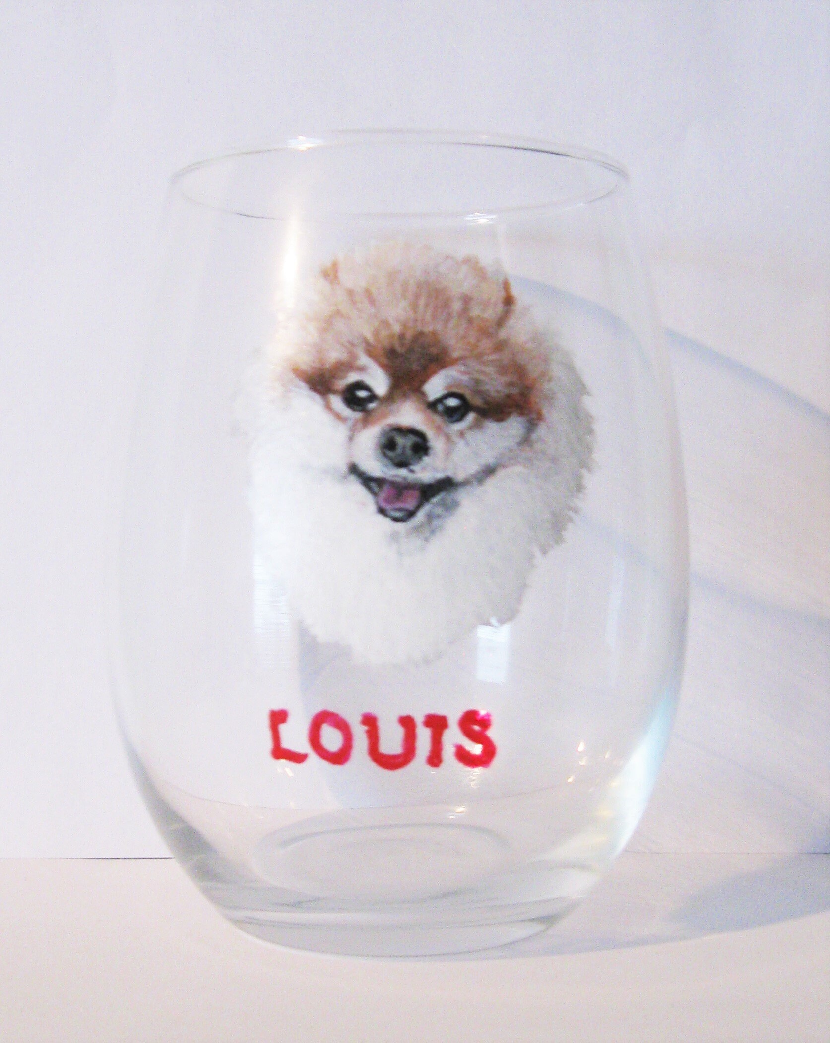 Stemless Wine Glass Dog Custom Pet Portrait Painting Etsy