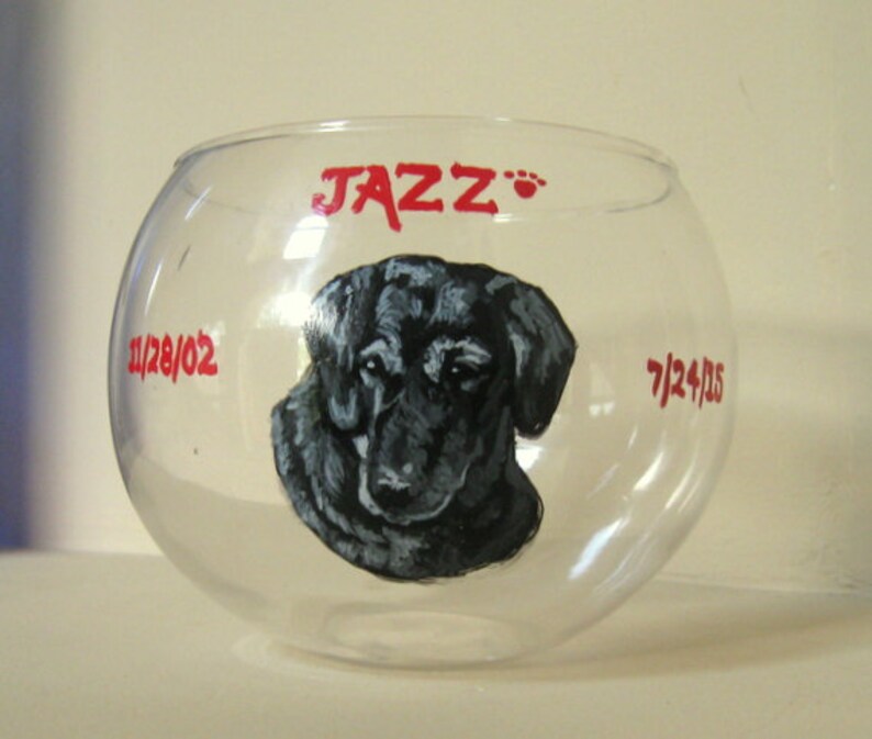 Loss of Dog Candle Holder Dog Art Black Labrador Retriever Glass Jar Pet Memorial Painted Dog Pet Rememberance Custom Pet Portrait