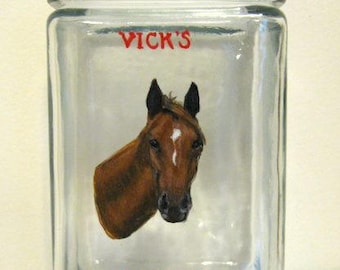 Horse Painting, Pet Treat Jar, Equestrian Art, Custom Canister, Painted Glass Jar, Snack Holder, Personalized Horse, Animal Art, Horse Art