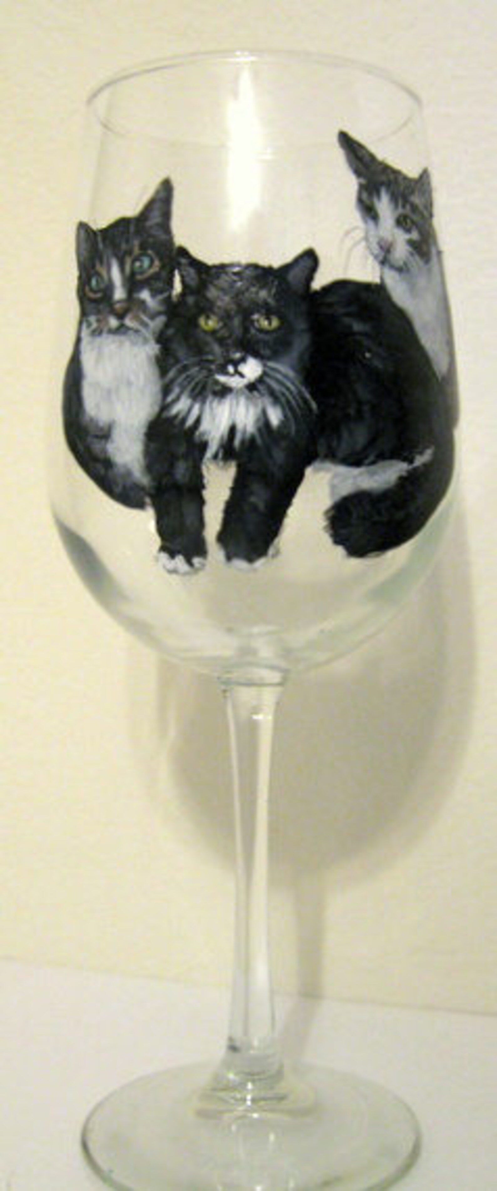 Cats Wine Glass Pet Portrait Custom Bar Decor Painted Etsy