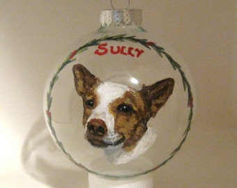 Custom Pet Christmas Ornament, Hand Painted Dog, Pet Loss Memorial, Custom Pet Portrait Painting, Personalized Pet, Dog Lover Art, Mom Gift