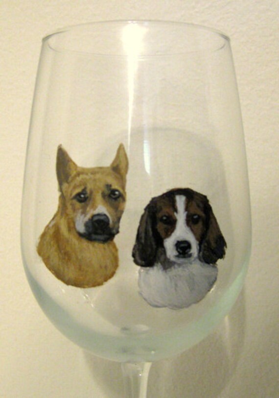 Items similar to Dog Wine Glass, Painted Pets, Rescue Dogs, Custom Bar Decor, Pet Memorial, Loss