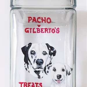 Dads Gift Dalmation Portraits, Dog Treat Jar, Custom Pet Portrait Painting, Pet Food Storage Bin, Container, Custom Canister, Animal Art