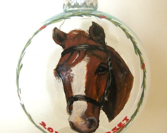 Pferdemalerei, Weihnachtsdekor, Pferdeportrait, Tierportrait, Erinnerung, personalisiertes Haustier, Reiterkunst