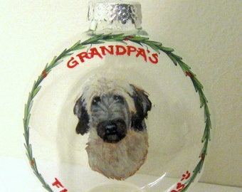 Christmas ornament, custom dog portrait, painted glass ball, christmas decoration, pet loss memorial