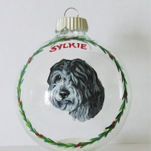 Coton de Tulear, retrato personalizado de animal de estimação, enfeite de natal, memorial de perda de animal de estimação, bola de vidro pintada, lembrança de animal de estimação