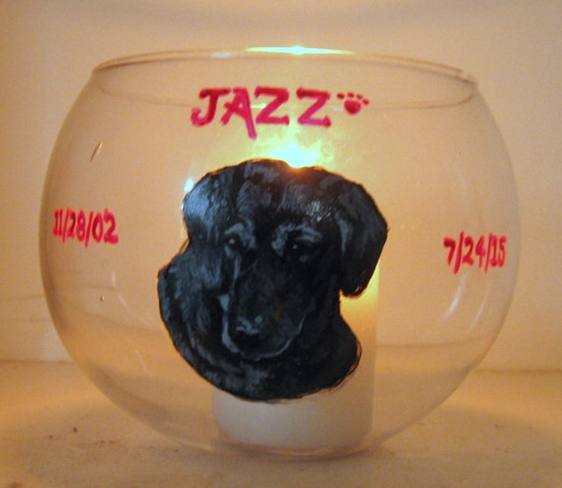 Loss of Dog Candle Holder Dog Art Black Labrador Retriever Glass Jar Pet Memorial Painted Dog Pet Rememberance Custom Pet Portrait
