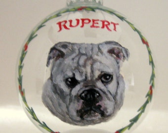 Custom Pet Portrait Ornament Painted From A Photo Of Your Pet, Christmas Gift For A Dog Or Cat Lover, Dog Loss Memorial Painted On Ornament