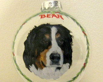 Benutzerdefiniertes Haustierportrait, Berner Berghund, Benutzerdefiniertes Ornament, gemalter Hund, Haustier-Erinnerung, Verlust des Hundes, Weihnachtskugel, Rettung, Petzoup