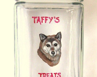 Dog Biscuit Jar, Shiba Inu, Pet Treat Holder, Snack Container, Custom Canister, Hand Painted Jar, Dog Decor, Personalized Canister, Pet Art