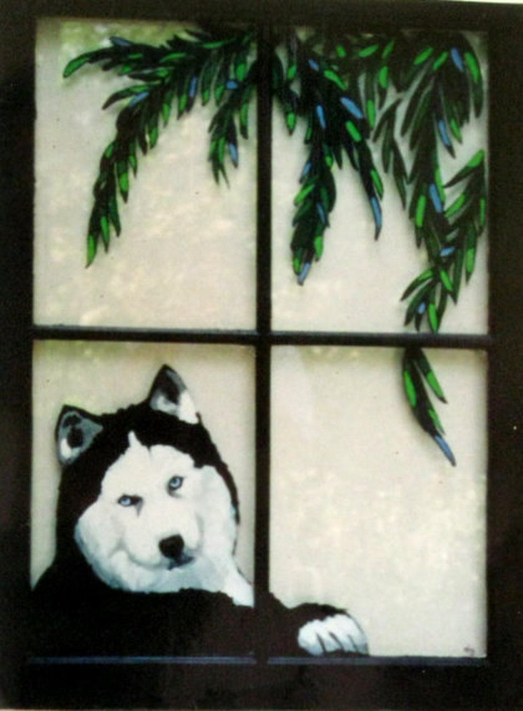 Siberian Husky, Vintage Window, Dog Loss Memorial, Custom Pet Portrait ...