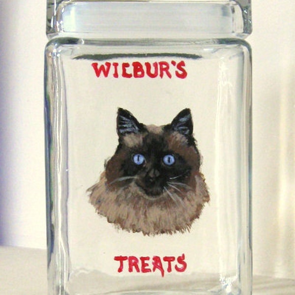 Ragdoll Cat, Pet Treat Jar, Custom Canister, Cat Painting, Decorative Jar, Animal Art, Cat Decor, Kitchen Storage, Snack Container, Glass