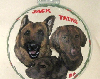 Dog Ornament, Christmas Ball, Pet Portraits, Hand Painted Decoration, Dog Art, Rescue Dogs