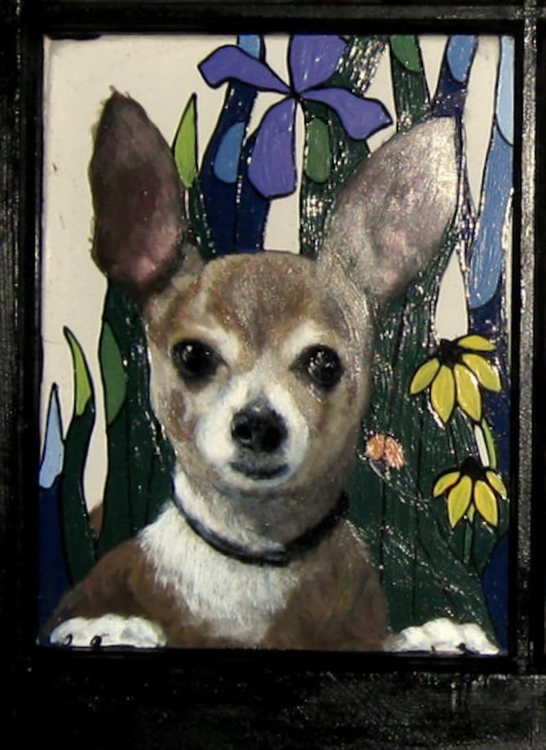 Dog Painting Custom Pet Portraits Pet Memorial Glass Art Etsy