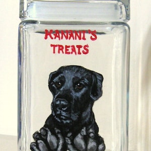 Black Labrador Retriever,  Dog Treat Jar, Custom Pet, Personalized Canister, Dog Lover, Storage Jar, Painted Pet, Kitchen Storage Container