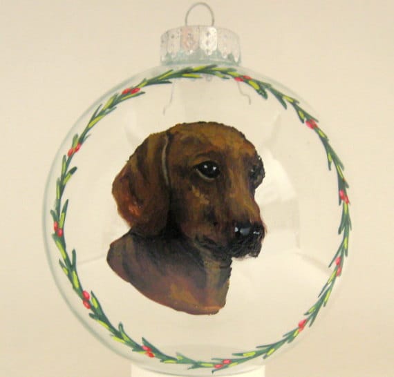 Dachshund Custom Pet Portrait Glass OrnamentHand Painted | Etsy