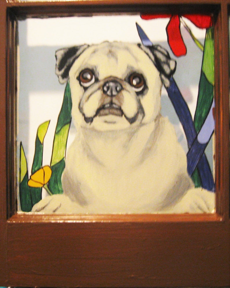Pugs Custom Pet Portrait Window Dog Decor Pet Memorial - Etsy