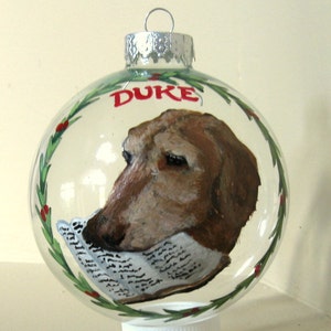 Golden Retriever, Dog Portrait, Bible, Custom Pet Portrait, Christmas Ball, Pet Memorial, Dog Loss, Rememberance, Painted Pet, Dog Art