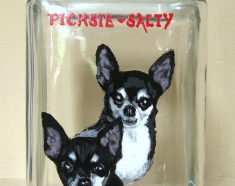 Chihuahua, Custom Canister, Handpainted Treat Jar, Painted Pet, Dog Portrait, Kitchen Decor, Dog Biscuit Holder, Glass Jar, Pet Snack