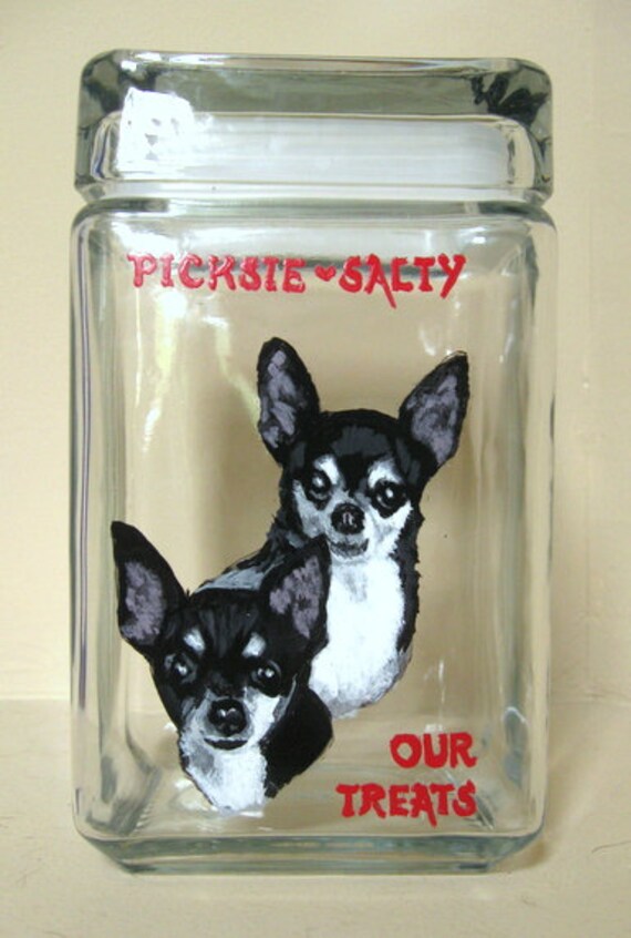 Chihuahua Custom Canister Handpainted Treat Jar Painted Pet