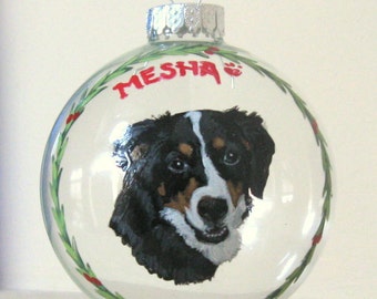 Border Collie, Benutzerdefiniertes Ornament, Haustierportrait, Hundemalerei, Haustier Verlust Memorial, personalisiertes Haustier, gemaltes Glas, Hundekunst, Weihnachtskugel