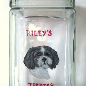Shihtzu, Dog Treat Jar, Custom Pet Portrait Painting, Dog Biscuit Holder, Custom Kitchen Canister, Pet Food Storage, Personalized Dog Art